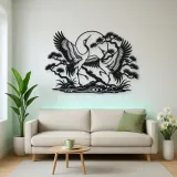Crane Dance Metal Wall Art | Wildlife Silhouette Decor