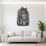 Sitting Cat Floral Metal Wall Art | Pet Lover Silhouette Decor