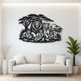 Lion Family Pride Metal Wall Art | Wildlife Silhouette Decor