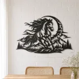 Horse and Moon Arc Metal Wall Art | Equestrian Wall Decor - lifestyle view 4