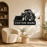 Personalized Large Wheel Loader Low Bucket Metal Wall Art - lifestyle view 5