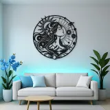 Celestial Woman Profile Metal Wall Art | Minimalist Woman Line Art