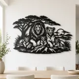 Lion Family Pride Metal Wall Art | Wildlife Silhouette Decor - lifestyle view 4