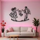 Parents Child Swing Metal Wall Art | Family Silhouette Decor