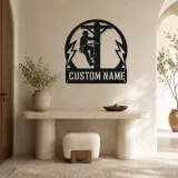 Personalized Electrical Lineman Metal Wall Art with Utility Pole - lifestyle view 3