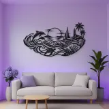 Endless Blue Horizon Metal Wall Art | Nature Silhouette Decor