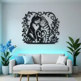 Two Cats in Love Metal Wall Art | Pet Lover Silhouette Decor