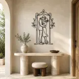 Doorway Hug Couple Metal Wall Art | Romantic Couple Decor - lifestyle view 3