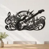 Electric Guitar Pulse Metal Wall Art | Music Room Wall Decor - lifestyle view 4