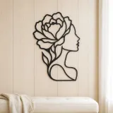Single Profile Bloom Metal Wall Art | Minimalist Woman Line Art - lifestyle view 5