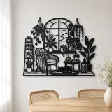 Window Plant Garden Metal Wall Art | Botanical Metal Wall Decor - lifestyle view 4