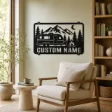 Personalized Camper Trailer Metal Wall Art with Mountain Camp - lifestyle view 4