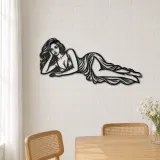 Reclining Side Line Metal Wall Art | Minimalist Woman Line Art - lifestyle view 4