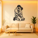 Single Father Child Metal Wall Art | Family Silhouette Decor