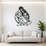 Seated Cuddle Metal Wall Art | Romantic Couple Decor