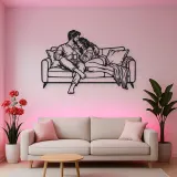 Cozy Sofa Couple Metal Wall Art | Romantic Couple Decor