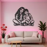 Siblings Side by Side Metal Wall Art | Family Silhouette Decor
