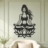 Meditation with Lotus Metal Wall Art | Movement Silhouette Decor - lifestyle view 2
