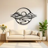 Five Line Horizon Metal Wall Art | Nature Silhouette Decor