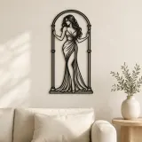 Frau im Bogen Metall Wandkunst | Minimalistische Frauen Linienkunst