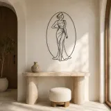 Oval Frame Woman Metal Wall Art | Fashion Figure Wall Decor - lifestyle view 3