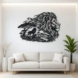 Lion Head Flow Metal Wall Art | Wildlife Silhouette Decor