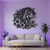 Horse Head Floral Metal Wall Art | Equestrian Wall Decor