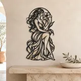 Muse with Flower Metal Wall Art | Minimalist Woman Line Art - lifestyle view 3