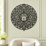 Mandala Sun Metal Wall Art | Spiritual Boho Metal Decor - lifestyle view 2