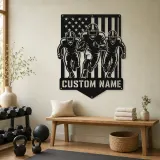 Personalized Three Football Players Flag Metal Wall Art - lifestyle view 4