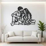 Family with Cat Metal Wall Art | Pet Lover Silhouette Decor