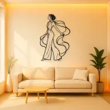 Silk Scarf Profile Metal Wall Art | Minimalist Woman Line Art