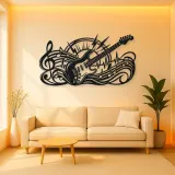 Electric Guitar Pulse Metal Wall Art | Music Room Wall Decor