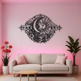 Celestial Crescent Face Metal Wall Art | Minimalist Woman Line Art