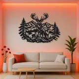 Stag Mountain Crest Metal Wall Art