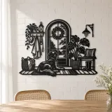Dog by the Door Metal Wall Art | Pet Lover Silhouette Decor - lifestyle view 4