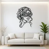Masked Muse Metal Wall Art | Minimalist Woman Line Art