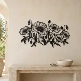 Poppy Field Line Metal Wall Art | Botanical Metal Wall Decor - lifestyle view 3