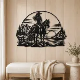 Western Rider Sunset Metal Wall Art | Equestrian Wall Decor - lifestyle view 5