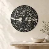 Tree and Ocean Circle Metal Wall Art | Coastal and Nautical Wall Decor - lifestyle view 3