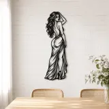 Over Shoulder Glance Metal Wall Art | Minimalist Woman Line Art - lifestyle view 4