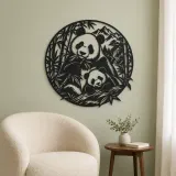 Panda Bamboo Metal Wall Art | Wildlife Silhouette Decor - lifestyle view 2