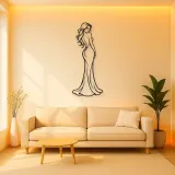 Midnight Gown Muse Metal Wall Art | Minimalist Woman Line Art