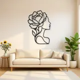 Single Profile Bloom Metal Wall Art | Minimalist Woman Line Art