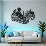 Saxophone Jazz Flow Metal Wall Art | Music Room Wall Decor