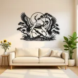 Crane Dance Metal Wall Art | Wildlife Silhouette Decor