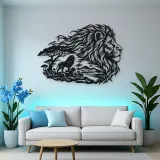 Lion Head Flow Metal Wall Art | Wildlife Silhouette Decor