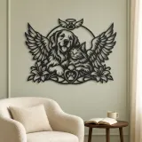 Pet Memorial Wings Metal Wall Art | Pet Lover Silhouette Decor - lifestyle view 2