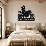 Personalized Modern Motorcycle Couple Metal Wall Art - lifestyle view 2