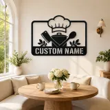 Personalized Chef Kitchen Metal Wall Art with Cooking Tools - lifestyle view 2